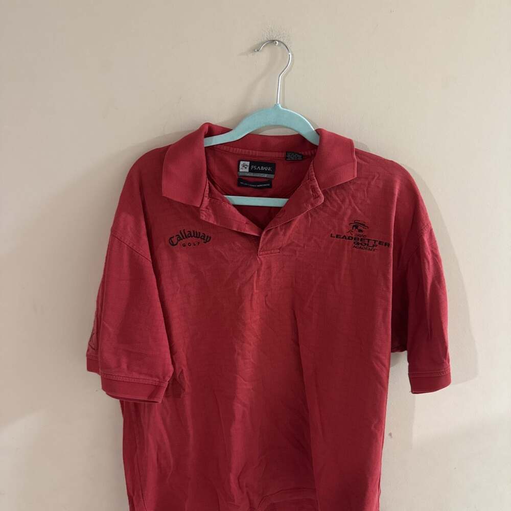 Callaway Golf Polo Shirt Red Men' L David Leadbetter Academy J.P. Morgan